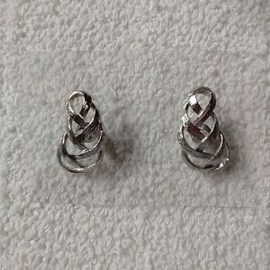Silvertone post knot earrings